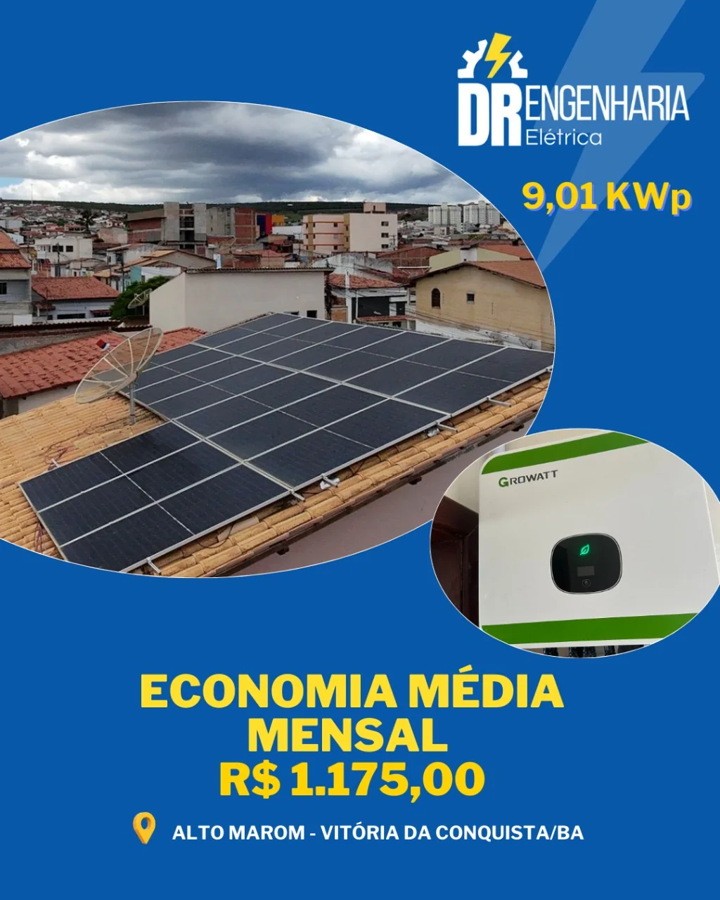 Energia solar no Alto Marom em Vitória da Conquista