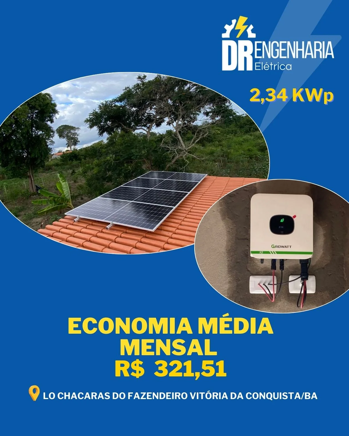 Sistema solar nas Chácaras do Fazendeiro, Vitória da Conquista