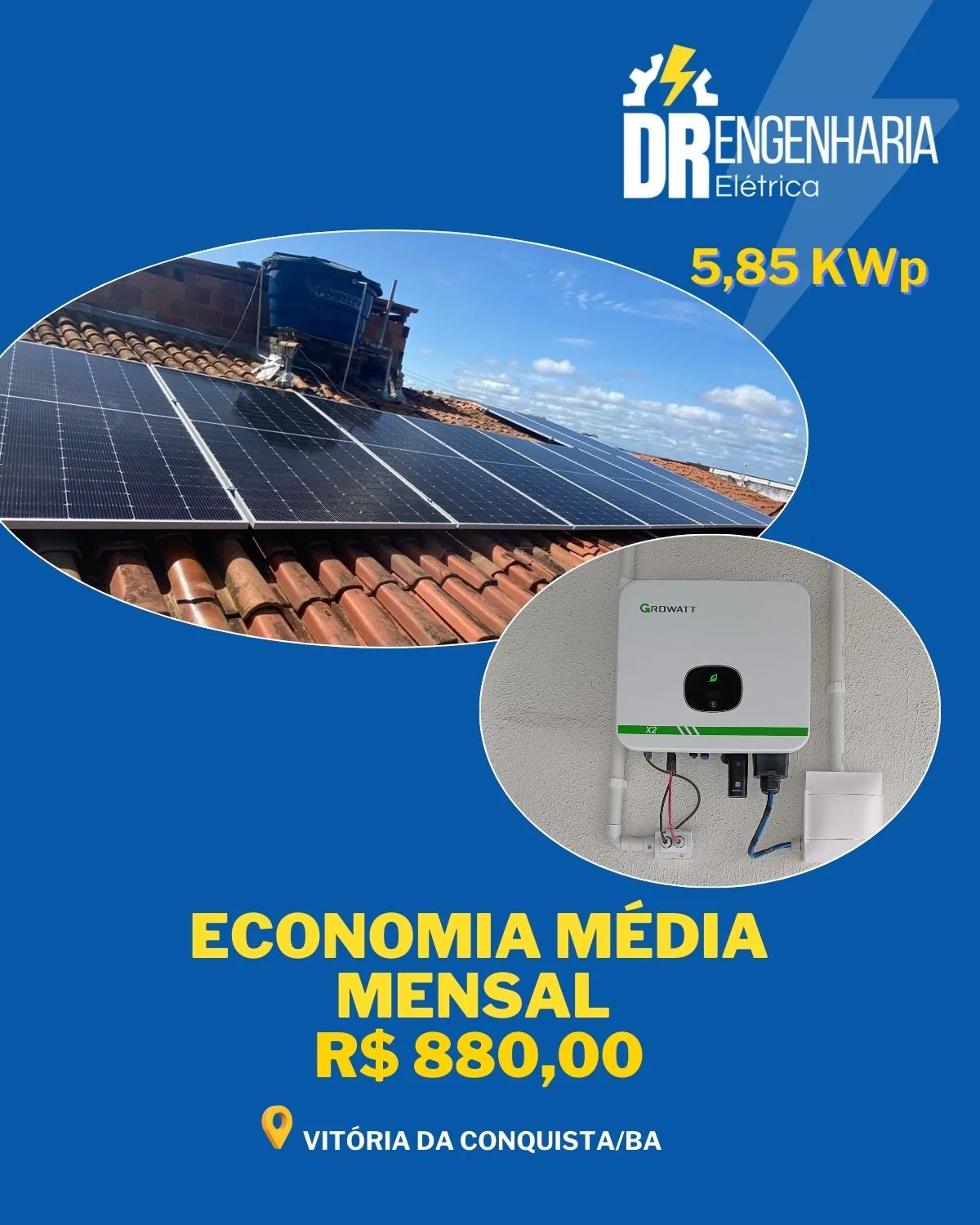 Sistema solar residencial em Vitória da Conquista