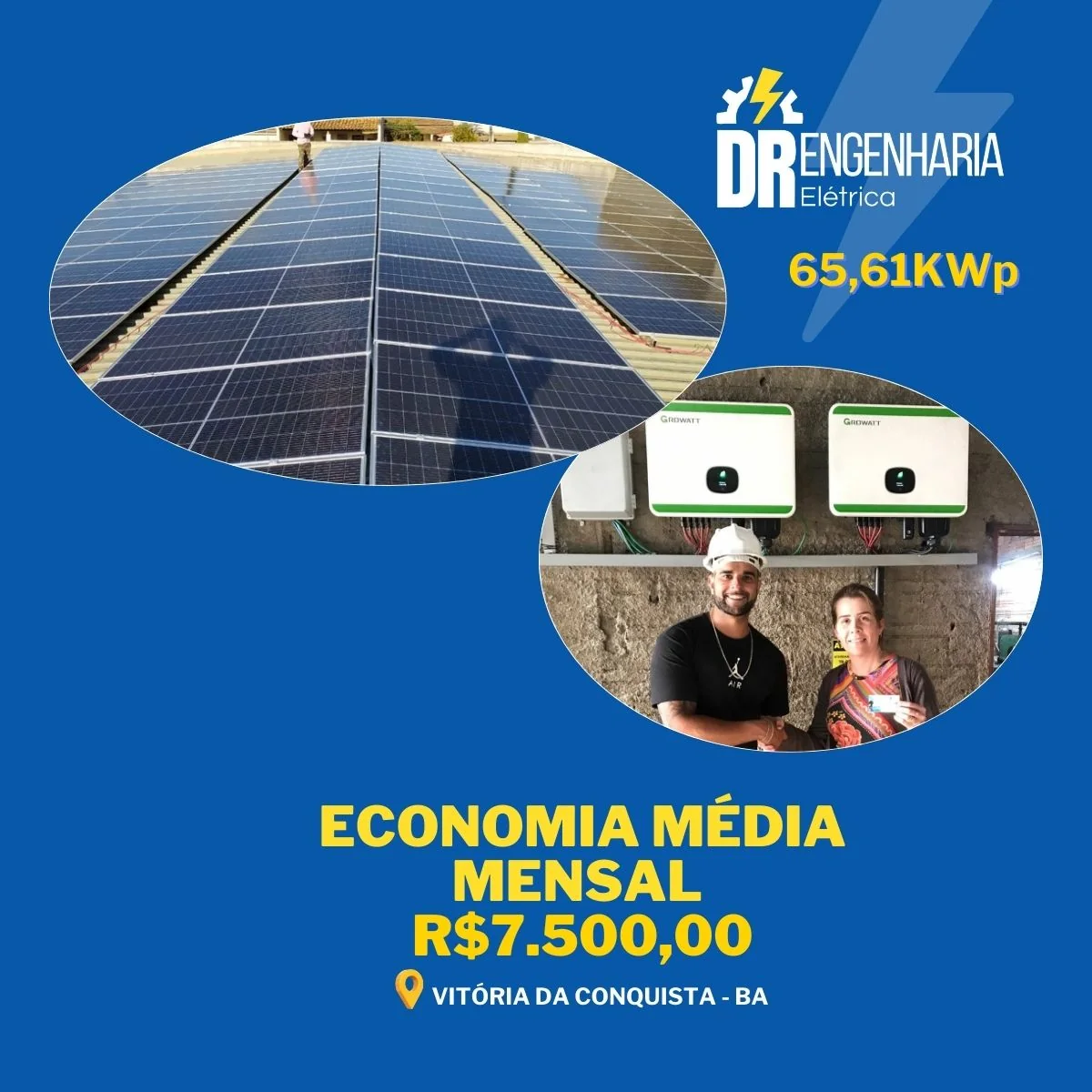 Sistema solar de 65,61 kWp em Vitória da Conquista